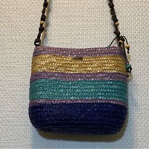 Sun “N” Surf Multicolor Straw Crossbody Summer Beads Zipper Beach Swim Vacation